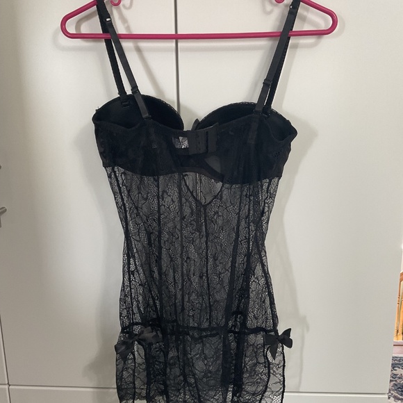 Blush Black negligé With Lace Bodice Size M - Picture 4 of 7